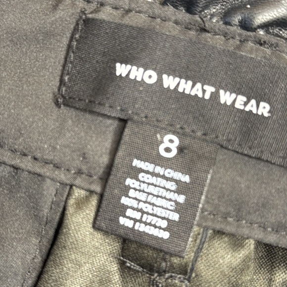 WhoWhatWhere | Faux Leather High Rise Paper Bag Waist Cropped Trousers, Size 8 - Picture 8 of 11